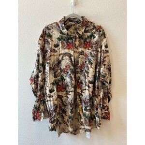 Vintage Mens BD Baggies Printed Fishing Button Down Long Sleeve Shirt Medium XL